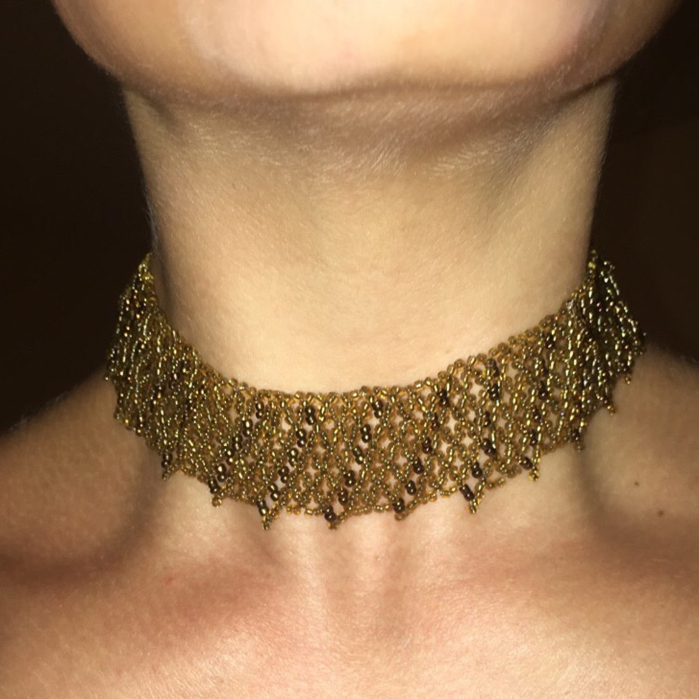 Brown Handmade Beaded Choker